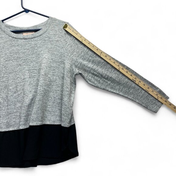 EVRI Gray and Black Long Sleeve Tunic Crew Neck Sheer Black Fabric Size lX - Picture 8 of 11